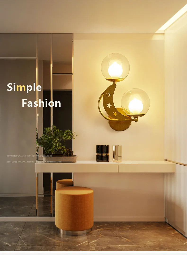 

Creative wall lamp European bedroom bedside wall lamp American indoor living room background wall lamp