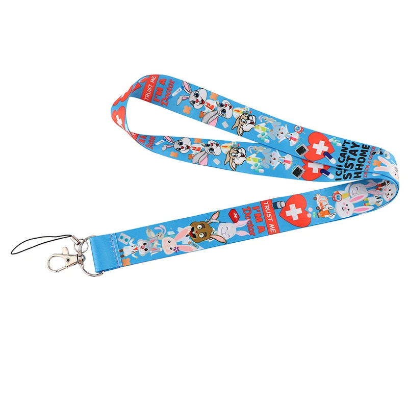 

Lovely Rabbit Doctor Lanyard for Keys Phone Cool Neck Strap Lanyard for Camera Whistle ID Badge Cute webbings ribbons Gifts