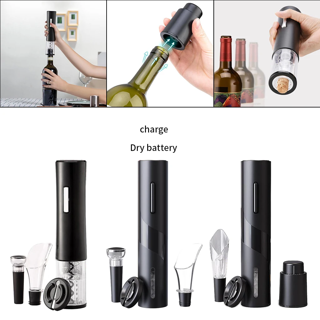 

Electric Wine Opener Automatic Cordless Corkscrew Pourer Foil Cutter Gift