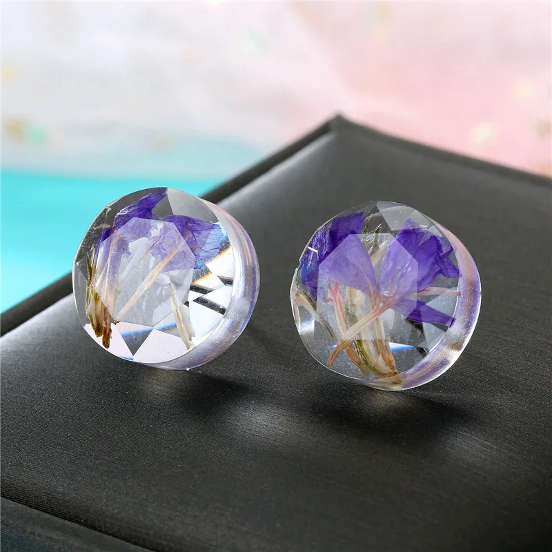 Dayoff Корея Геометрические Квадратные сушеные цветочные серьги женские, ювилирные изделия фиолетовый Morning Glory серьги гвоздики вечерние E164
