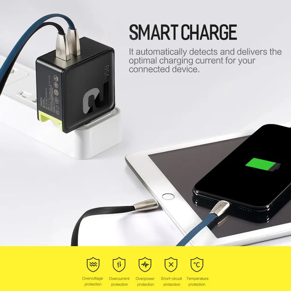 

ROCK 2 Ports USB C Wall Charger 30W QC3.0/FCP USB Phone Travel Home Charger for Huawei iPhone 11 Pro Max X 8 Plus iPad Mini Air