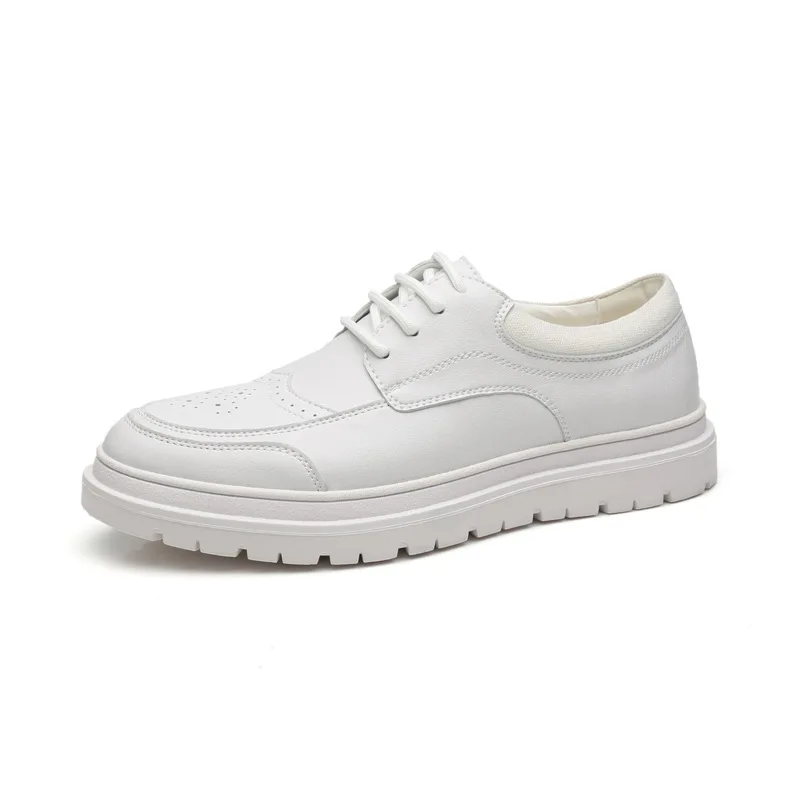 

QWEDF Brand Men's Leather Shoes Spring Autumn Rerby Shoes Oxfords Fashion Casual Dress Shoes Man Business Lace-up Non-slip G5-66