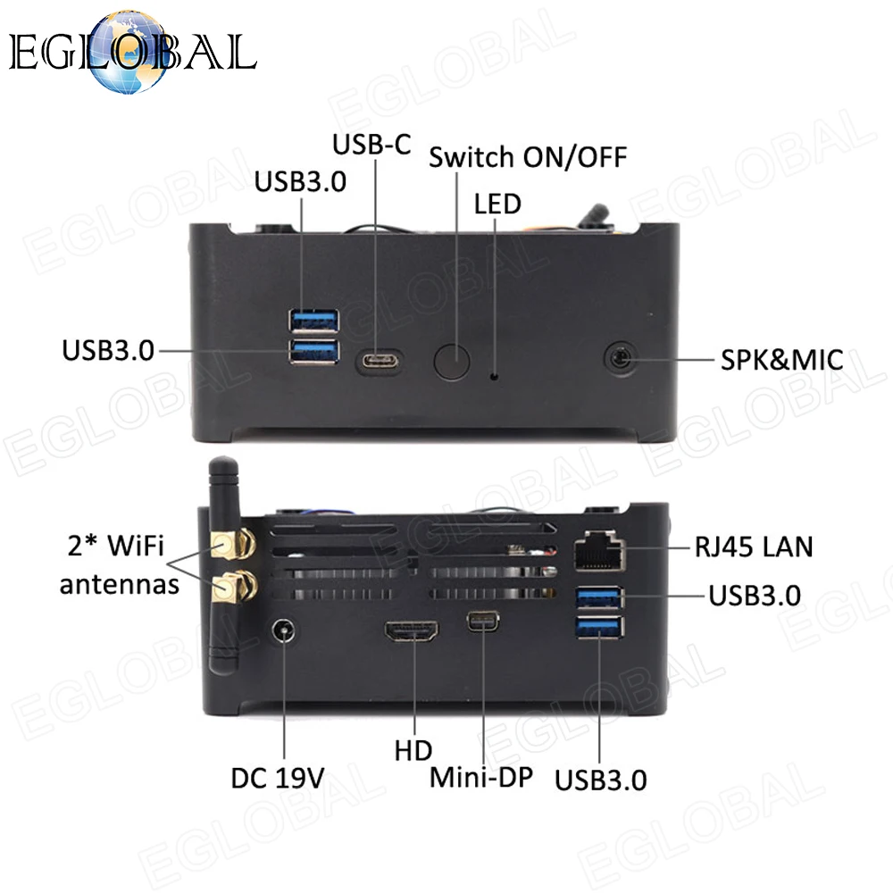 Eglobal мини игровой ПК S200 Core i5 8300H 4 ядра 8 потоков МБ кэш 2 * DDR4 2666 МГц Micro Minipc