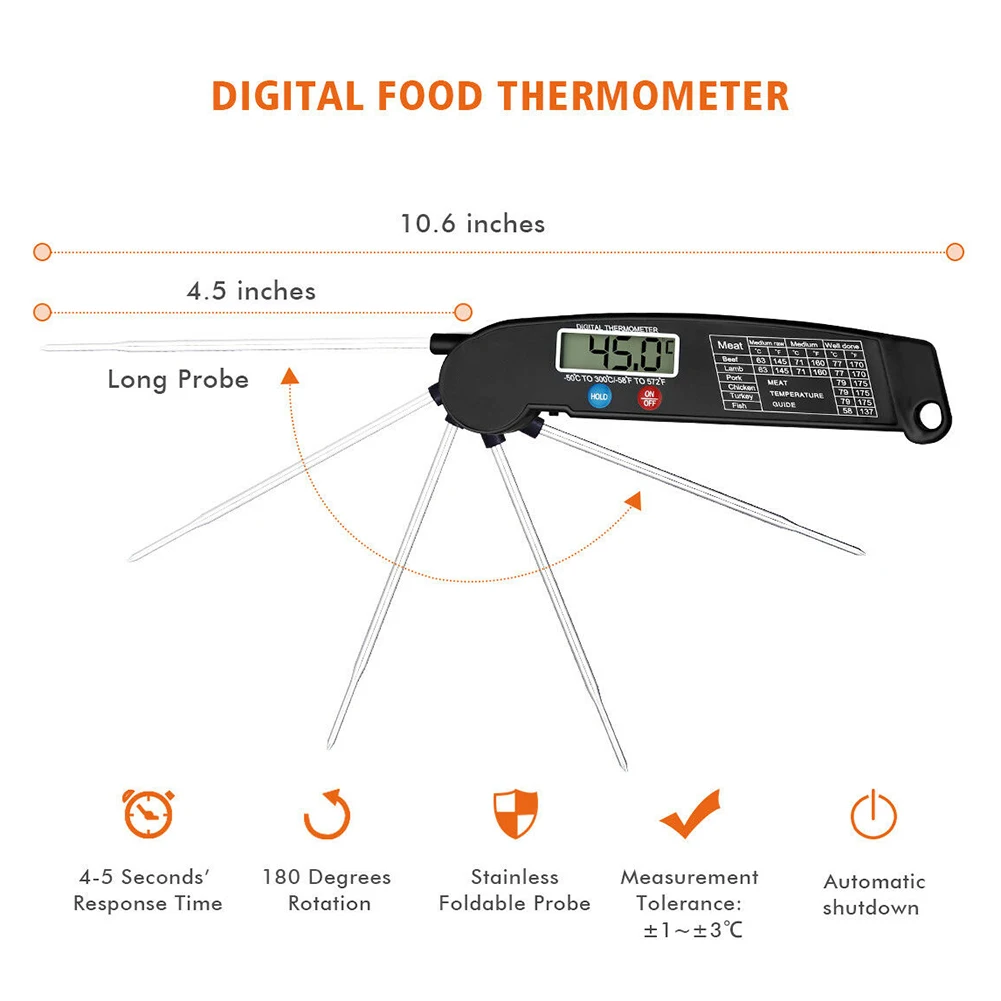 

Digital Food Cooking Thermometer Kitchen BBQ Grill Meat Probe Temperature Meter