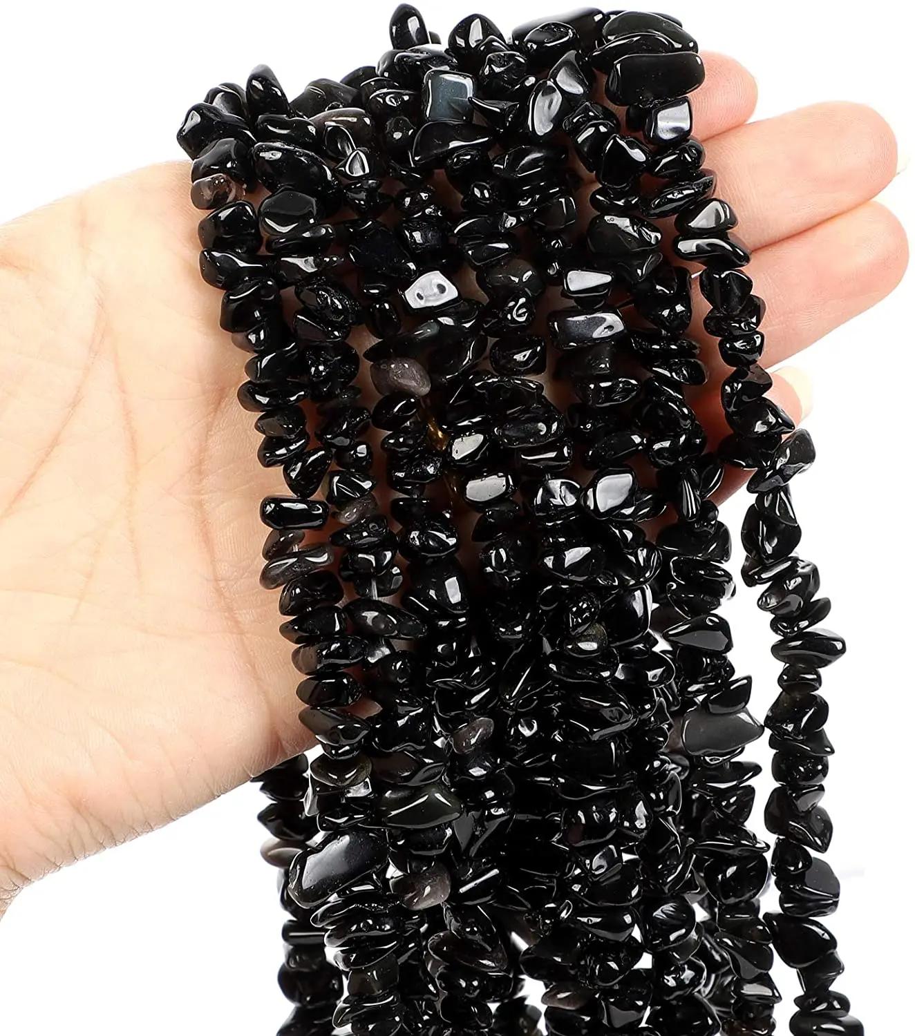 

LW006 Natural Chip Stone Beads Obsidian 5X8mm Irregular Gemstones Healing Crystal Loose Bead for Jewelry Making