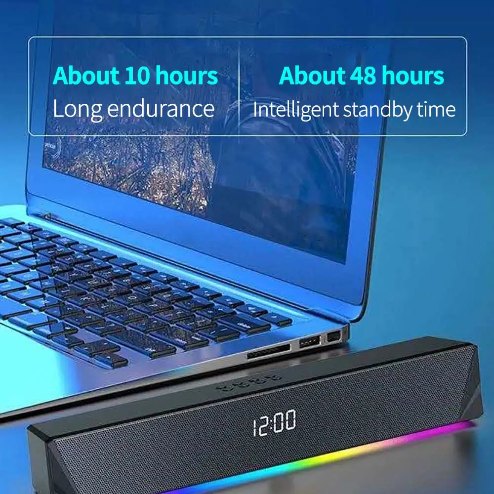 

Wireless Bluetooth Video Speaker Soundbar Colorful Light Home HD Radio Portable Car Computer Speakers Support Alarm Clock TF USB