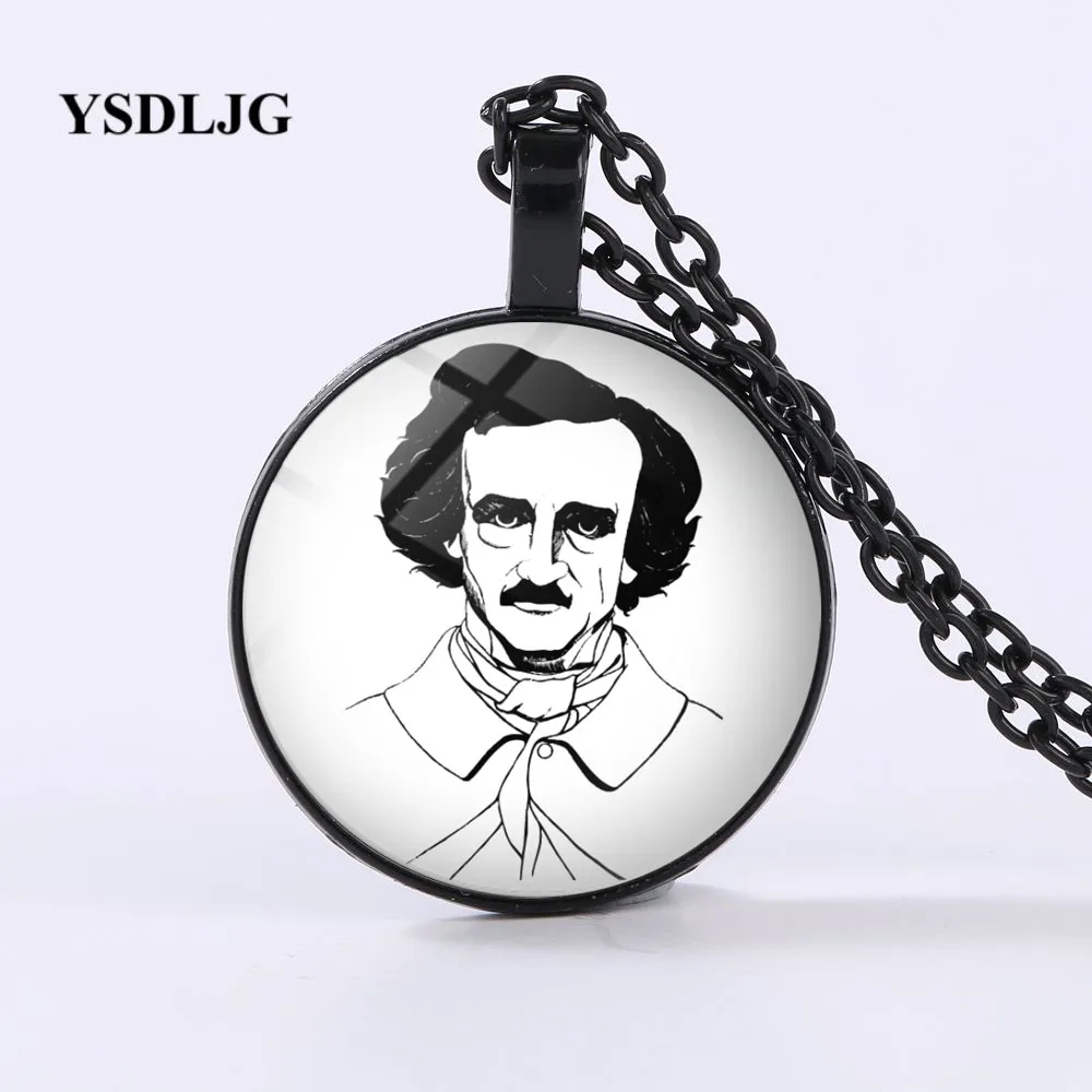 GDRGYB Edgar Allan Poe Portrait Necklace Horror Fiction American Literature Author Pendant | Украшения и аксессуары