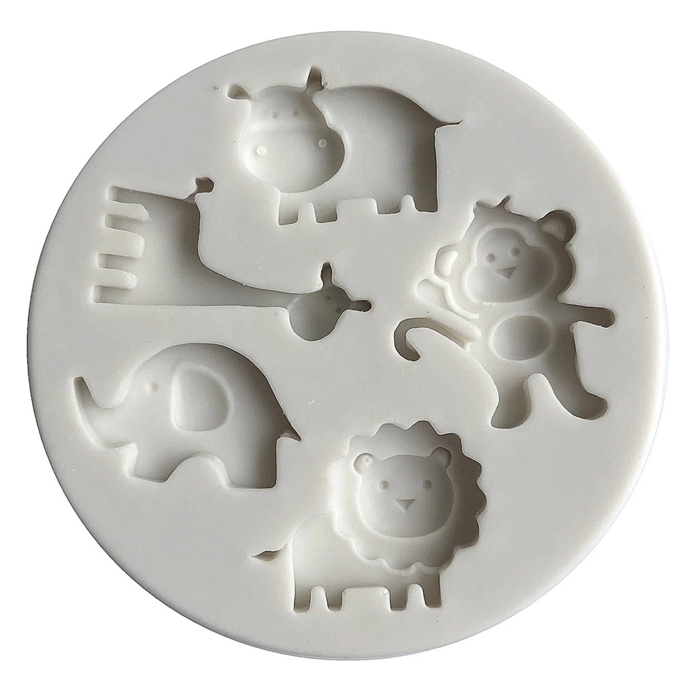 

Silicone 3D Safari Animal Shape Molds Sugar Craft Chocolate Cutter Mould Fondant Dessert Moulds for Birhtday Party Baby Shower