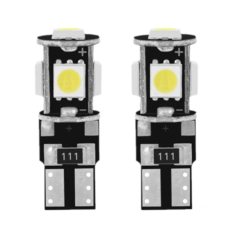20-100 шт., T10 5 светодиодов 5050 5smd Canbus без ошибок, фонарь автомобильной двери, лампа для чтения, купольная лампа 12 В, белый цвет