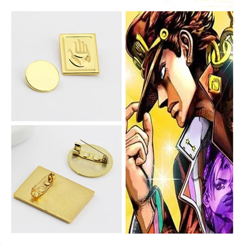 Золотая брошь в стиле аниме Невероятные приключения Джоджо креативная заколка с