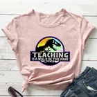 Учитель прогулка в парке футболка teacherdinosaur футболка для учителя женские забавные модная детская зимняя теплая одежда, топы, футболки
