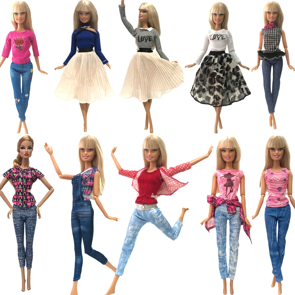 

NK 10 Pcs/Set Hot Sale Doll Dress Handmade Outfit Casual Clothes Fashion Skirt For Barbie Doll Girls' Gift Baby Toys 016A 3X