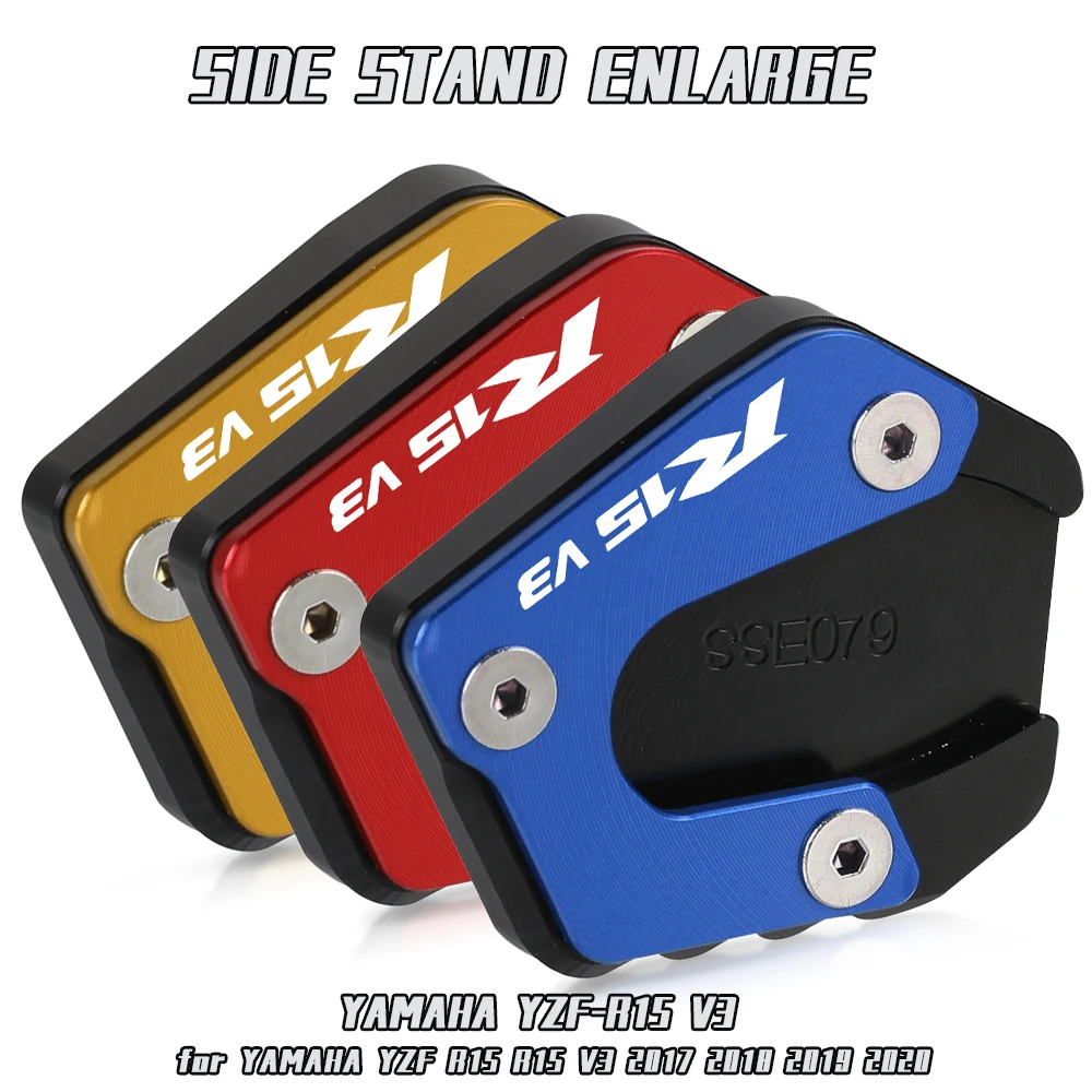 

R15 Motorcycle Side Stand Enlarger Extension Kickstand Pad CNC Aluminum For YAMAHA YZF R15 R15 V3 2017 2018 2019 2020