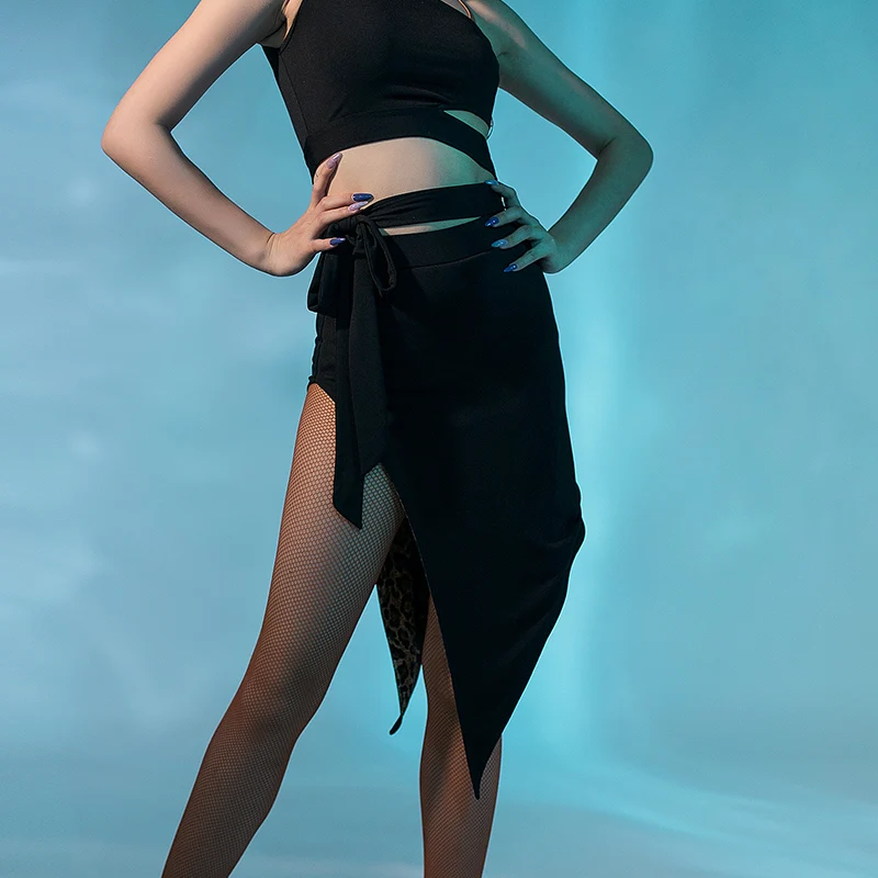 

Женская юбка для латинских танцев, сексуальная черная юбка для взрослых, танцевальная одежда для танго и самбы, сальсы, VO1368