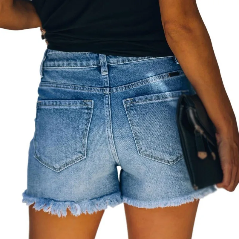 

New Design Superior Quality Slim Ripped Denim Shorts Carry Buttock High Waist Ladies Denim Trousers Loose Jeans Women