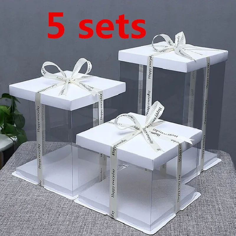 5 комплектов Прозрачная Круглая Коробка для выпечки бесцветная защитная пленка