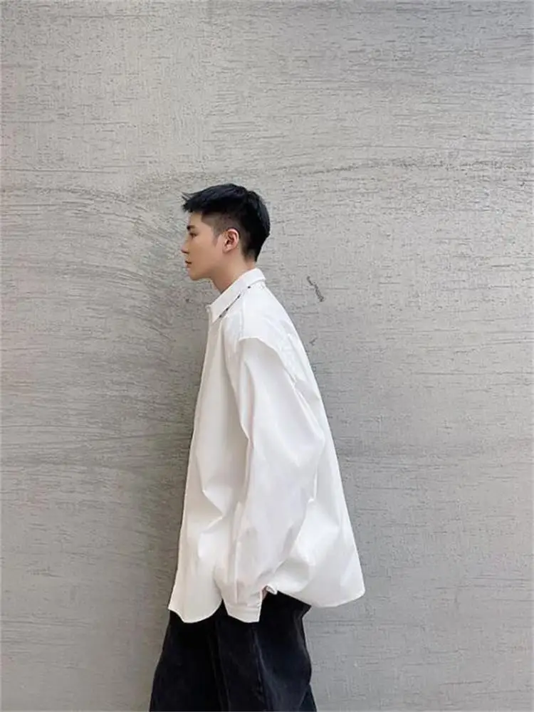Men's Long-Sleeve Shirt Spring And Autumn New Fashion Trend High Street Harajuku Korean Casual Pure Color Versatile Large Shirt