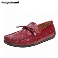 mens hight quality crocodile pattern genuine leather loafers soft outsole slip on driving car shoes leisure man