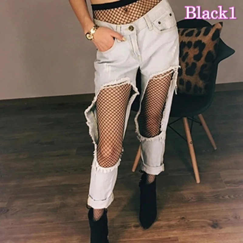 Ажурные Сексуальные колготки черные женские чулки в сеточку для клувечерние