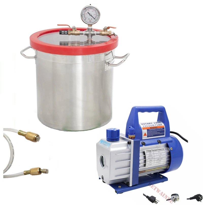 Вакуумная камера 3 галлона с вакуумным насосом 3CF M/2 5 CFM 220V/110V из нержавеющей стали