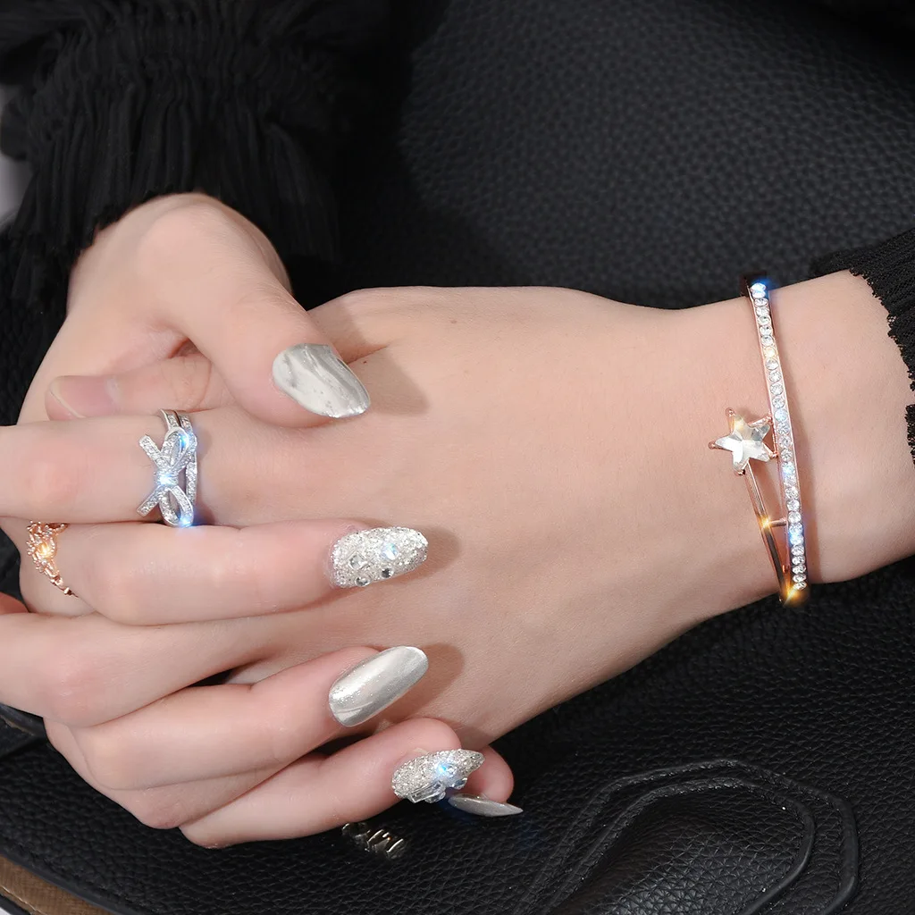 

1pc Star Diamond Bracelet For Women Silver Gold Jewelry Accessory