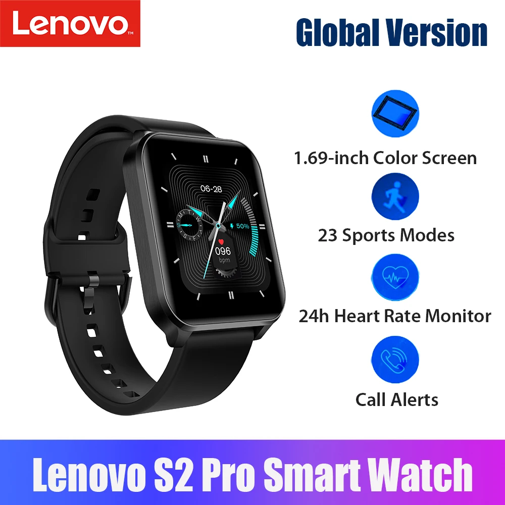 Смарт-часы Lenovo S2 Pro спортивный браслет 1 69 дюйма цветной экран BT фитнес-трекер с 23