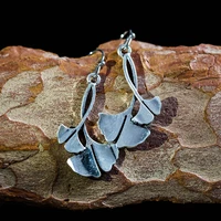 fashion simple style ginkgo crochet earrings for women plant leaf hook drop earrings carved metal leaves dangle jewelry d342