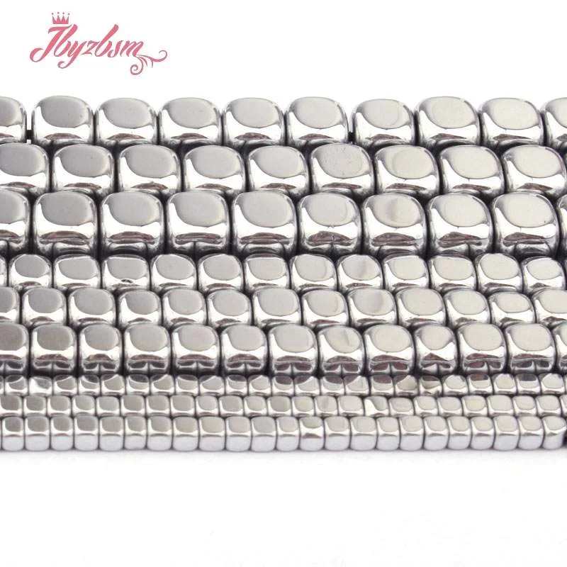 2 3 4 6 мм Гладкие кубические серебряные гематитовые бусины из натурального камня
