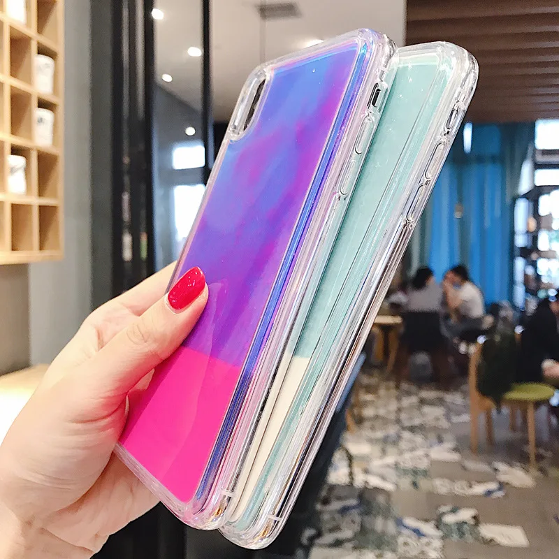 Светящийся неоновый песок однотонный чехол для Iphone 12 12Pro 11 11Pro X XS XR Max 6 6S 7 8 Plus с