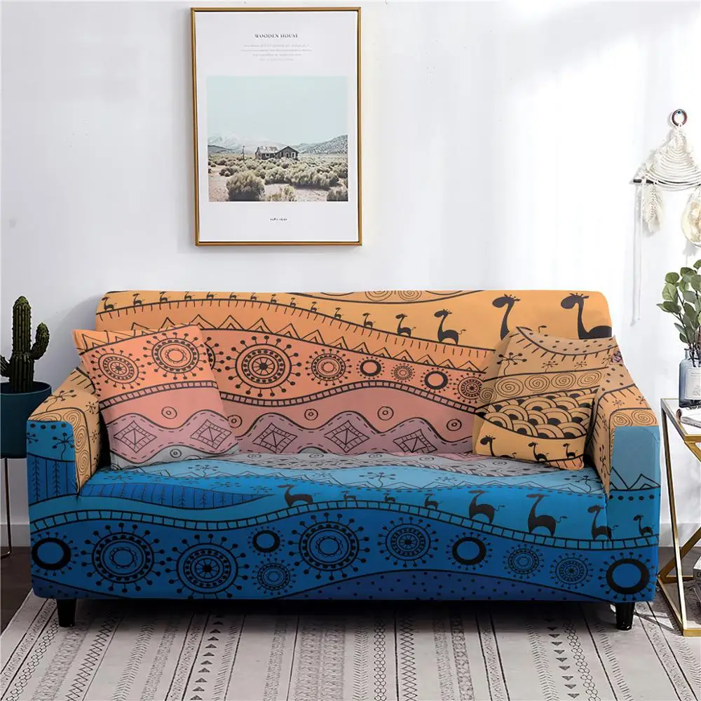 Retro Ethnic Stripes Sofa Cover Elastic Non-slip Furniture Protector Decor Couch Slipcovers 1/2/3/4 Seater | Дом и сад