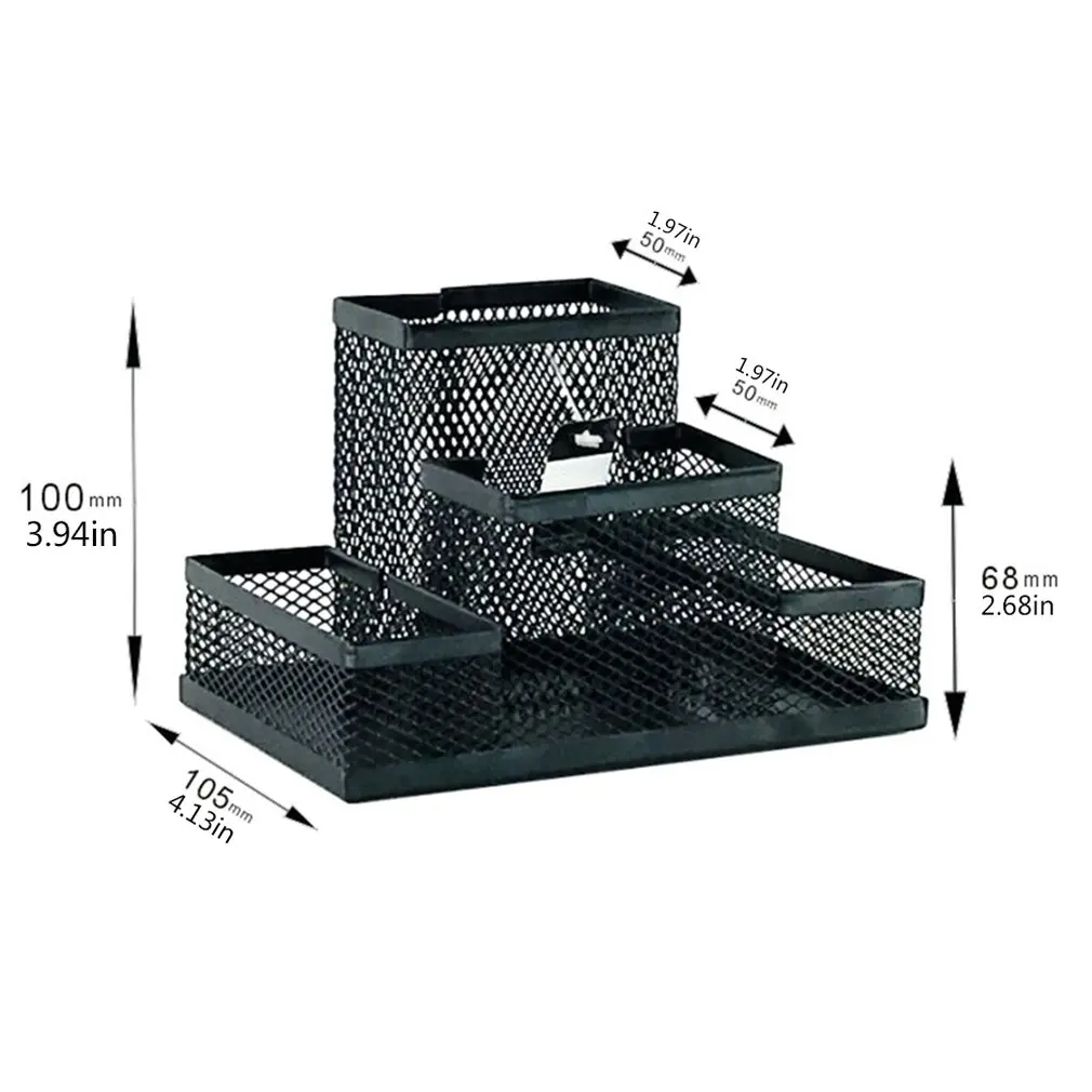 

Pen Holder Iron Three Grid Storage Pen Holder Student Stationery Desktop Office Storage Box File Storage Rack Creative Metal