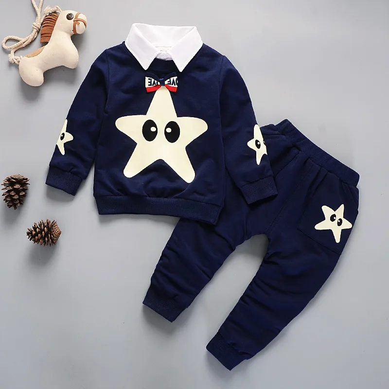 

Baby Clothing Sets Kids Clothes Autumn Baby Sets Kids Long Sleeve Sports Suits Bow Tie T-shirts + Pants Boys Clothes