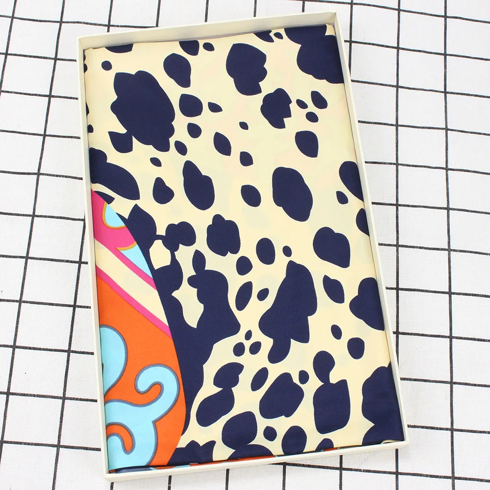 2020 women Leopard print square twil silk scarf fashion female shawls and wraps foulard femme horse banadana 130*130cm |