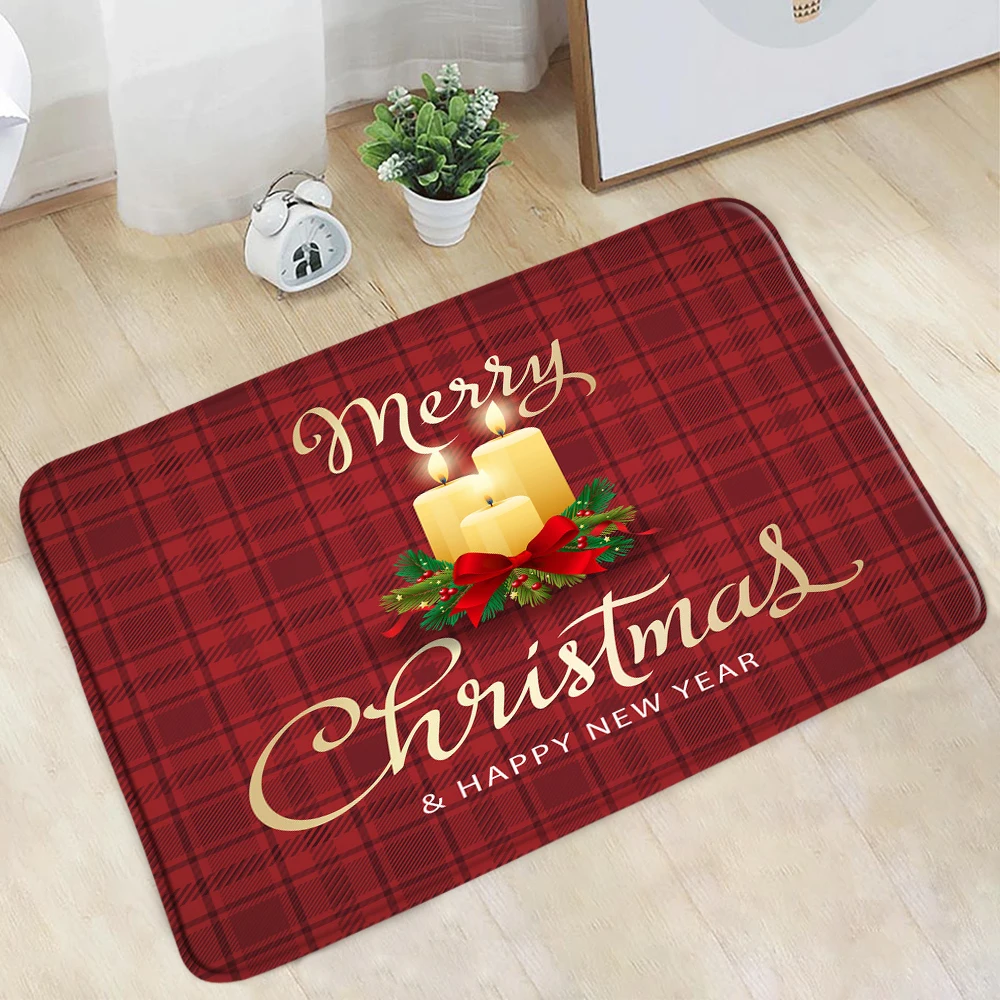 

Коврик для ванной красного цвета с надписью "Merry Christmas"