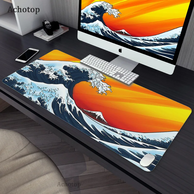 

900x400mm Great Wave Off Art Large Size Mouse Pad Natural Rubber PC Computer Gaming Mousepad Desk Mat Locking Edge for CS GO LOL