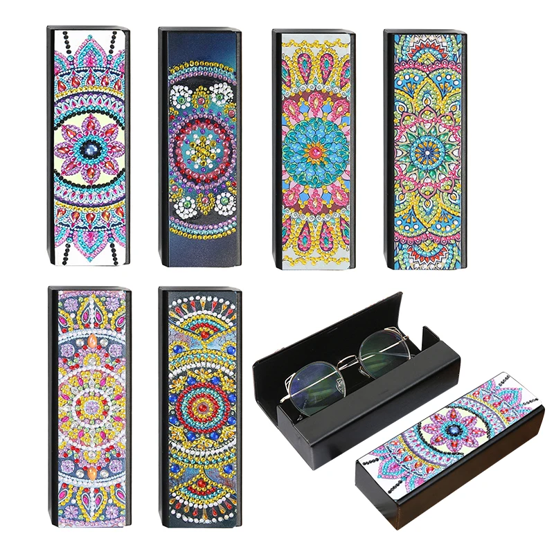 5D сделай сам алмазная живопись коробка для хранения очков Дорожный Кожаный чехол