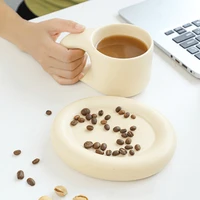 320ml large handrip ceramic mug creative nordic home decoration chubby coffee mug with saucer home room decor tea cake milk cups