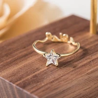 cute letter ring fashion zircon rhinestones star geometric ring for women wedding party ring statement vintage jewelry girl gift