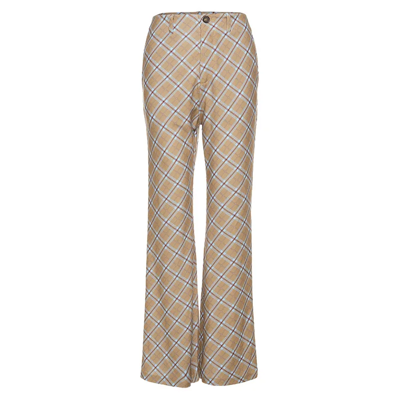 

Autumn and Winter New Women's Loose High Waist Fashion Plaid Casual All-match Wide-leg Pants Women