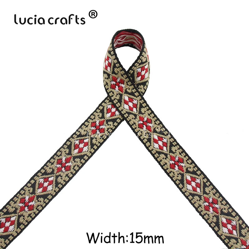 Lucia crafts 1 ярд/лот Этнические вышитые жаккардовые ленты отделка DIY для украшения ручной работы швейная одежда головные уборы Q0701