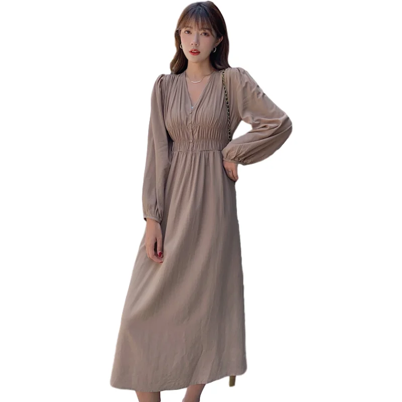 

S-Xl Plus Size New Spring Womens Dress Boho Chiffon Female Vintage Dress Party Oversize Long Sleeve Women Dresses Robe Vestido