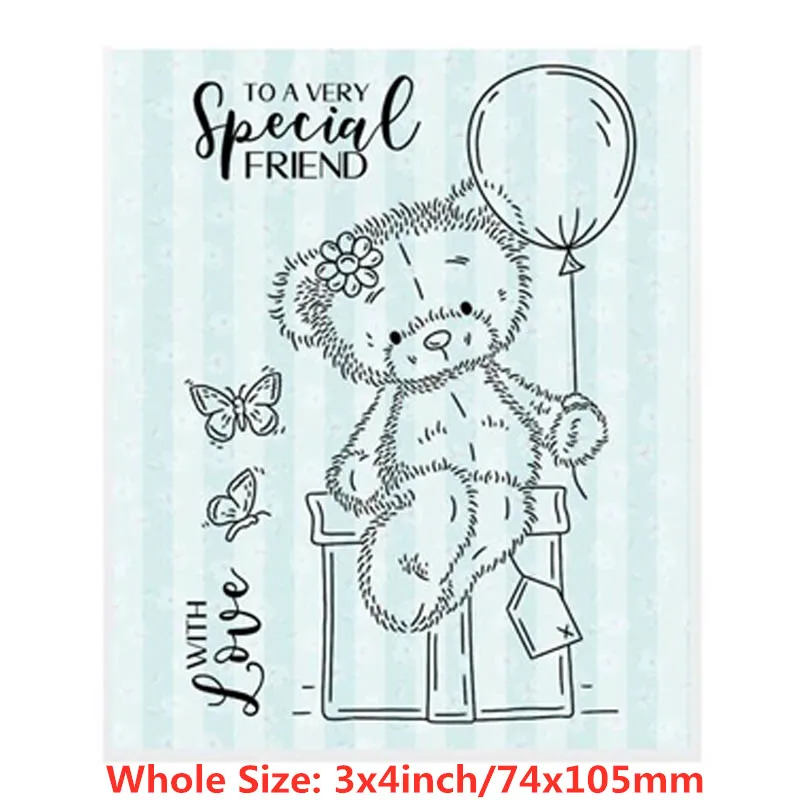 Прозрачные штампы с милыми животными и маленьким медведем для скрапбукинга