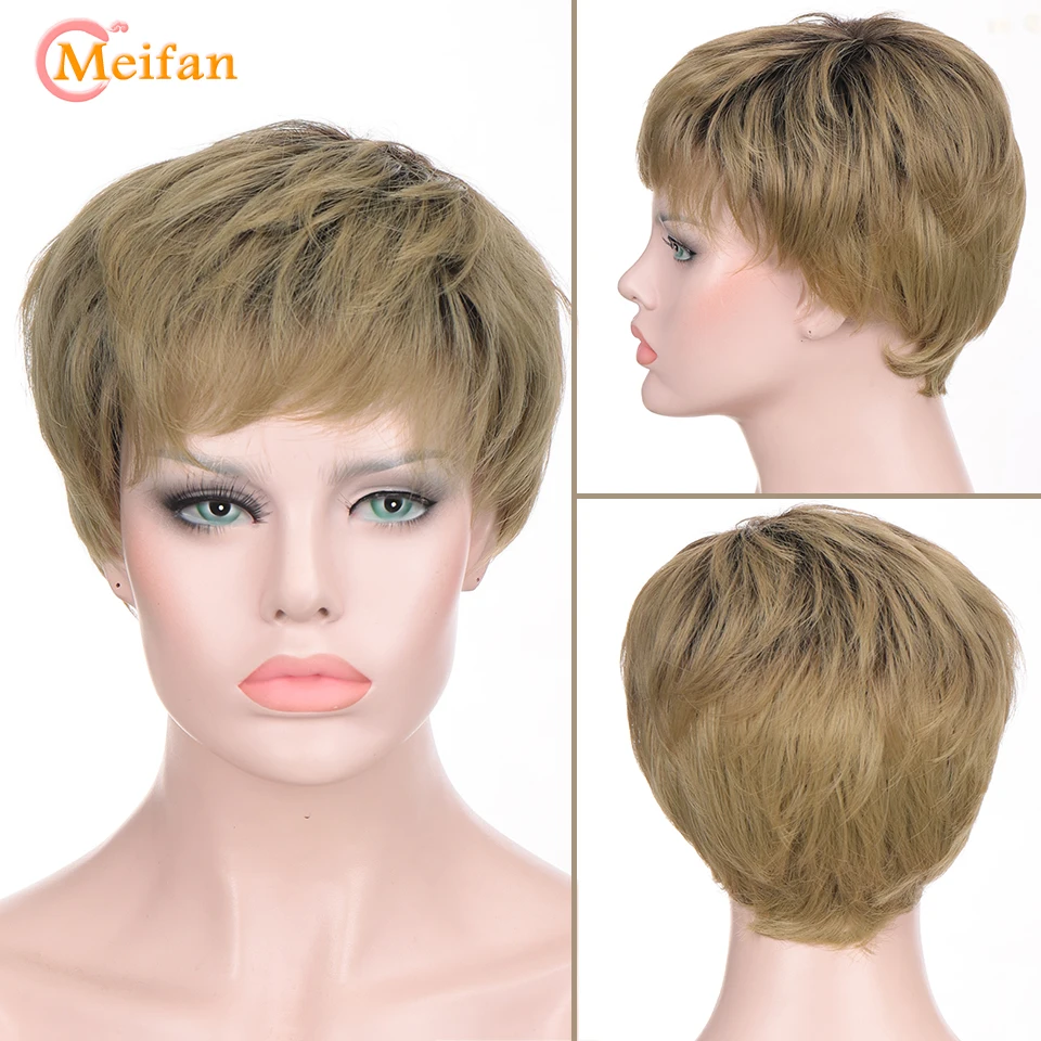 MEIFAN прямой синтетический короткий парик с челкой косплей термостойкий Боб