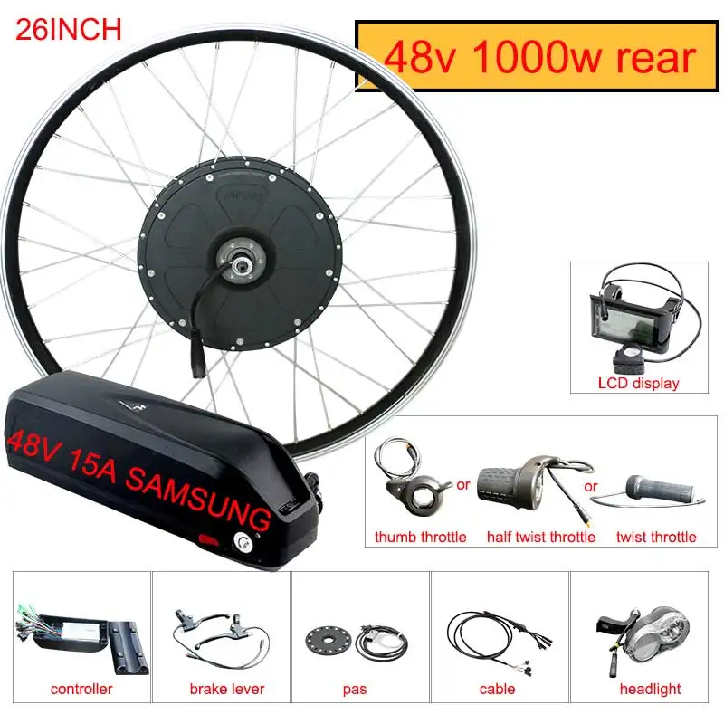 26inch48V15ASAMSUNG Электрическое преобразование велосипедов комплект 48 в 1000 Вт 26 дюймов 700C электровелосипед задний мотор колеса e велосипед конверсионный комплект с батареей samsung - Цвет: 26inch48V15ASAMSUNG