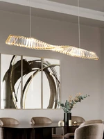light luxury long strip restaurant crystal chandelier designer modern personality minimalist art dining room led one word lamps