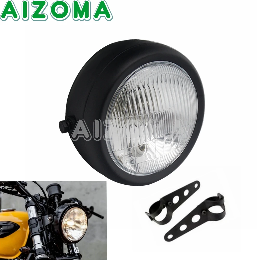 Фара мотоциклетная черная металлическая 35 Вт 12 В галогенная для Harley Yamaha Suziki CG125