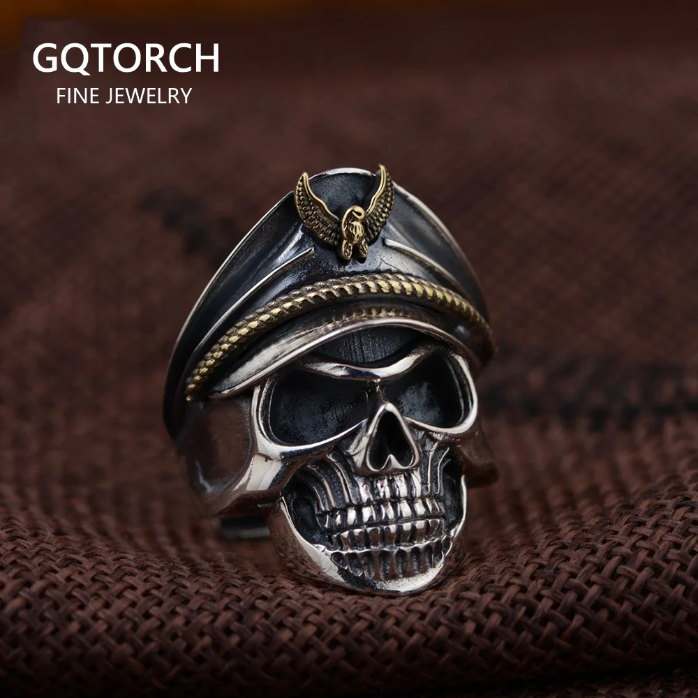 Гарантированное серебро 925 пробы птица Винтажное кольцо Череп Панк мужские