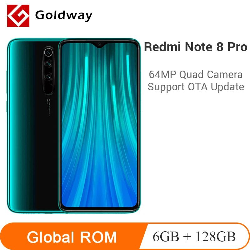 Смартфон Xiaomi Redmi Note 8 Pro с глобальной прошивкой, 6 ГБ, 128 ГБ, 64 мп, четыре камеры MTK Helio G90T, четыре ядра, 6,53 дюйма, 4500 мАч, аккумулятор NFC