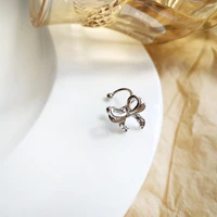 mihan sweet jewelry 1 pc bow clip earring 2021 new design sweet temperament silvery plating ear clip for girl fine accessories