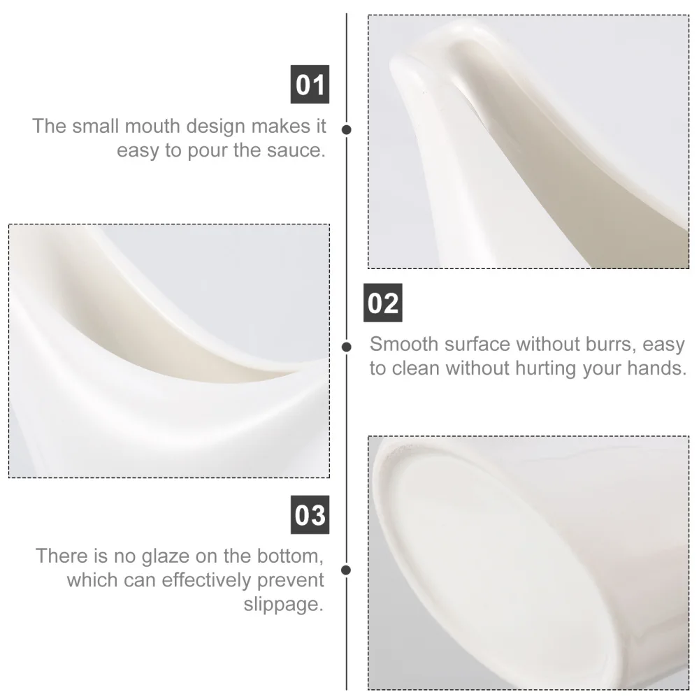 

1Pc Ceramic Gravy Boat Porcelain Sauce Boat White Cup Storage Container